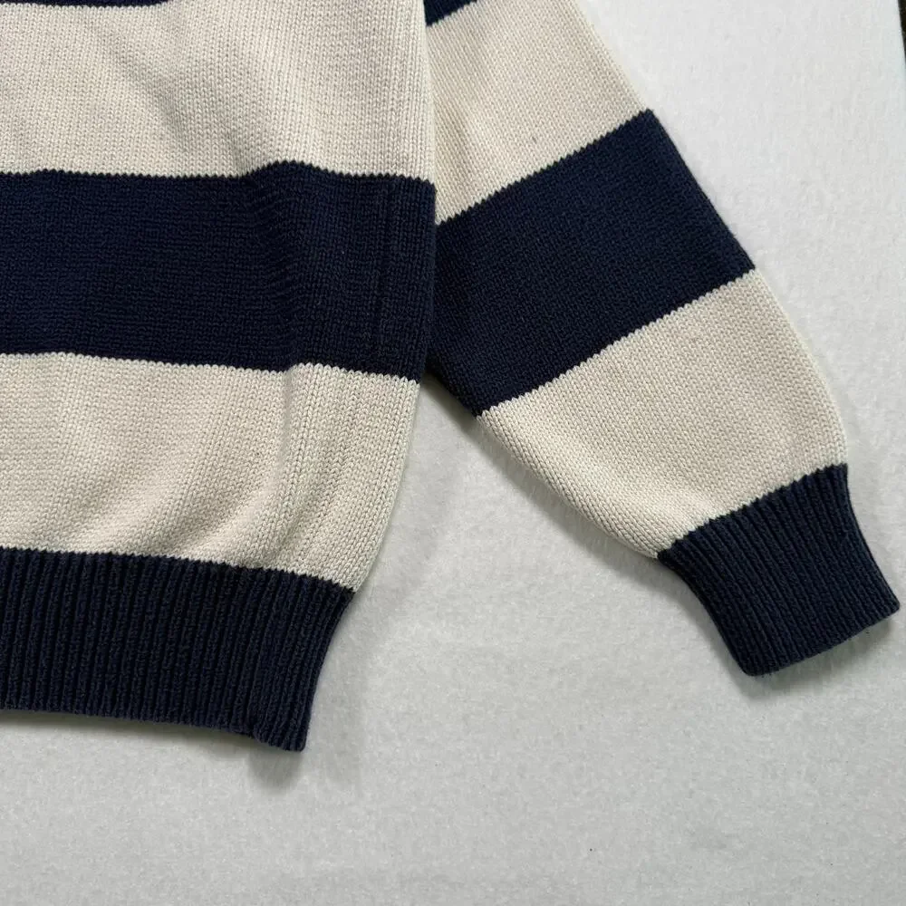 Vintage John Ashford striped oversized knit cotton crewneck sweater size large